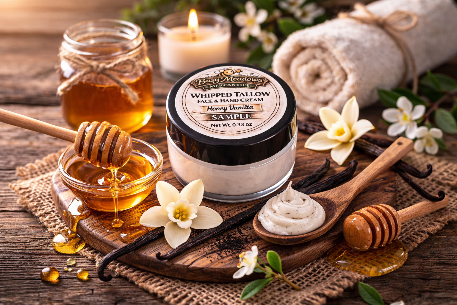 Whipped tallow face and hand cream Honey Vanilla