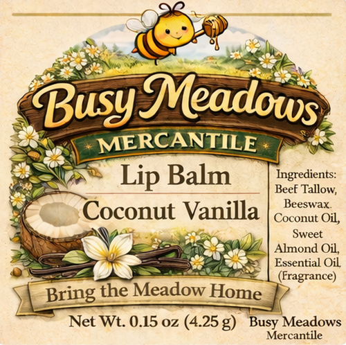 Coconut Vanilla Tallow and Beeswax Lip Balm