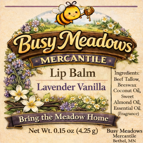 Lavender and Vanilla Tallow and Beeswax Lip Balm