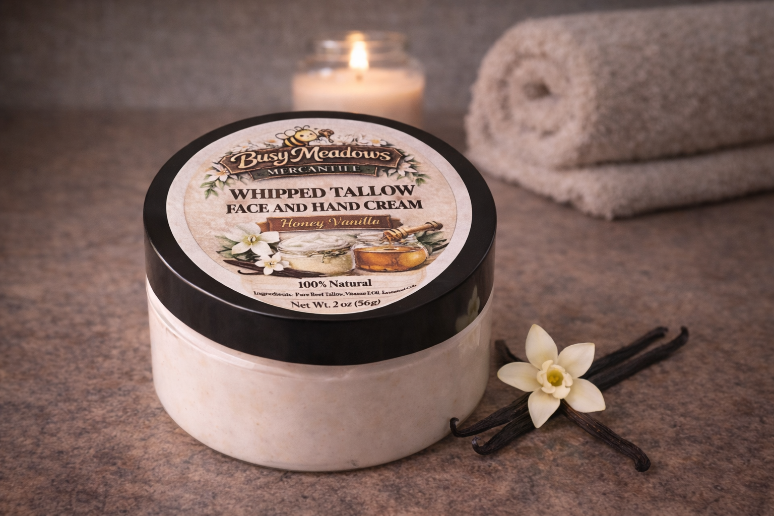 Whipped tallow face and hand cream Honey Vanilla